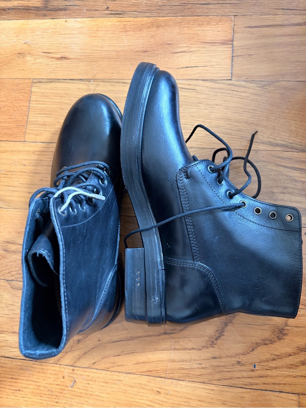 Black Leather Combat Lace-Up Boots, size 36 or 6.5, NWT